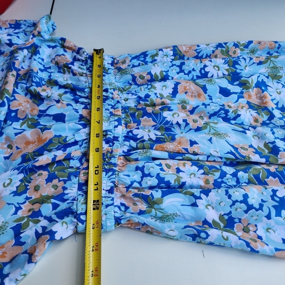 Croft & Barrow WomensBlue Orange Floral Dress Short Sleeve Elastic Waist Sz S - Picture 14 of 15